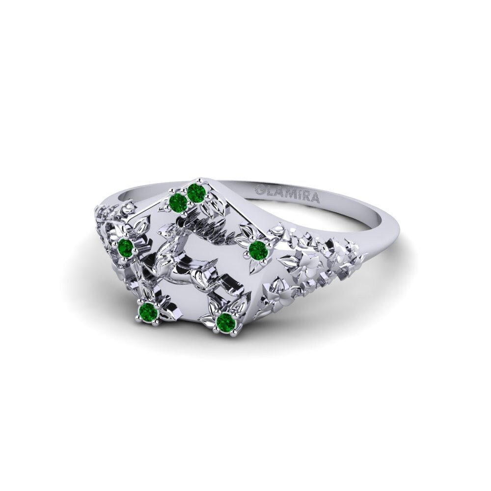 950 Palladium Green Zirconia Ring Skonsam