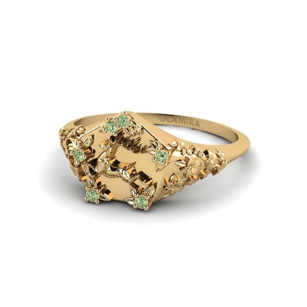 Diamante Verde Anel Skonsam