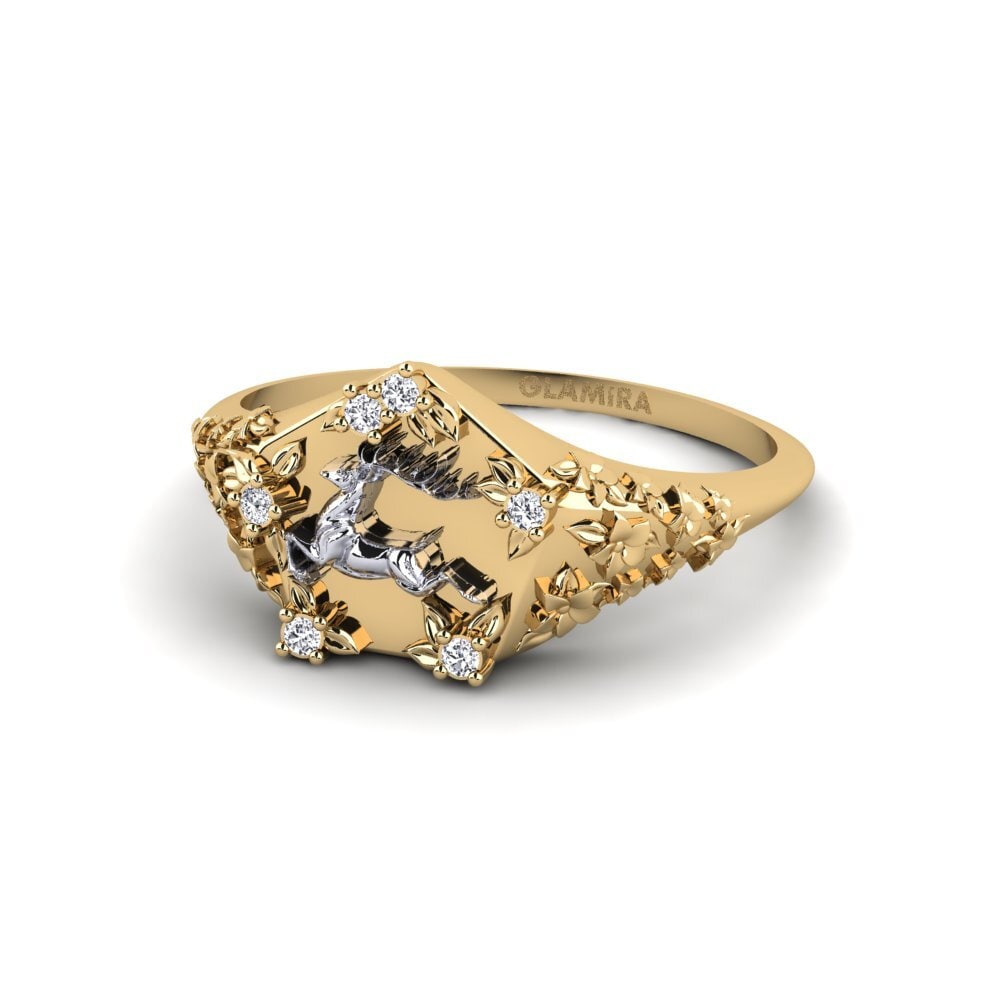 14ct Yellow & White Gold Round Lab Grown Diamond Ring Skonsam
