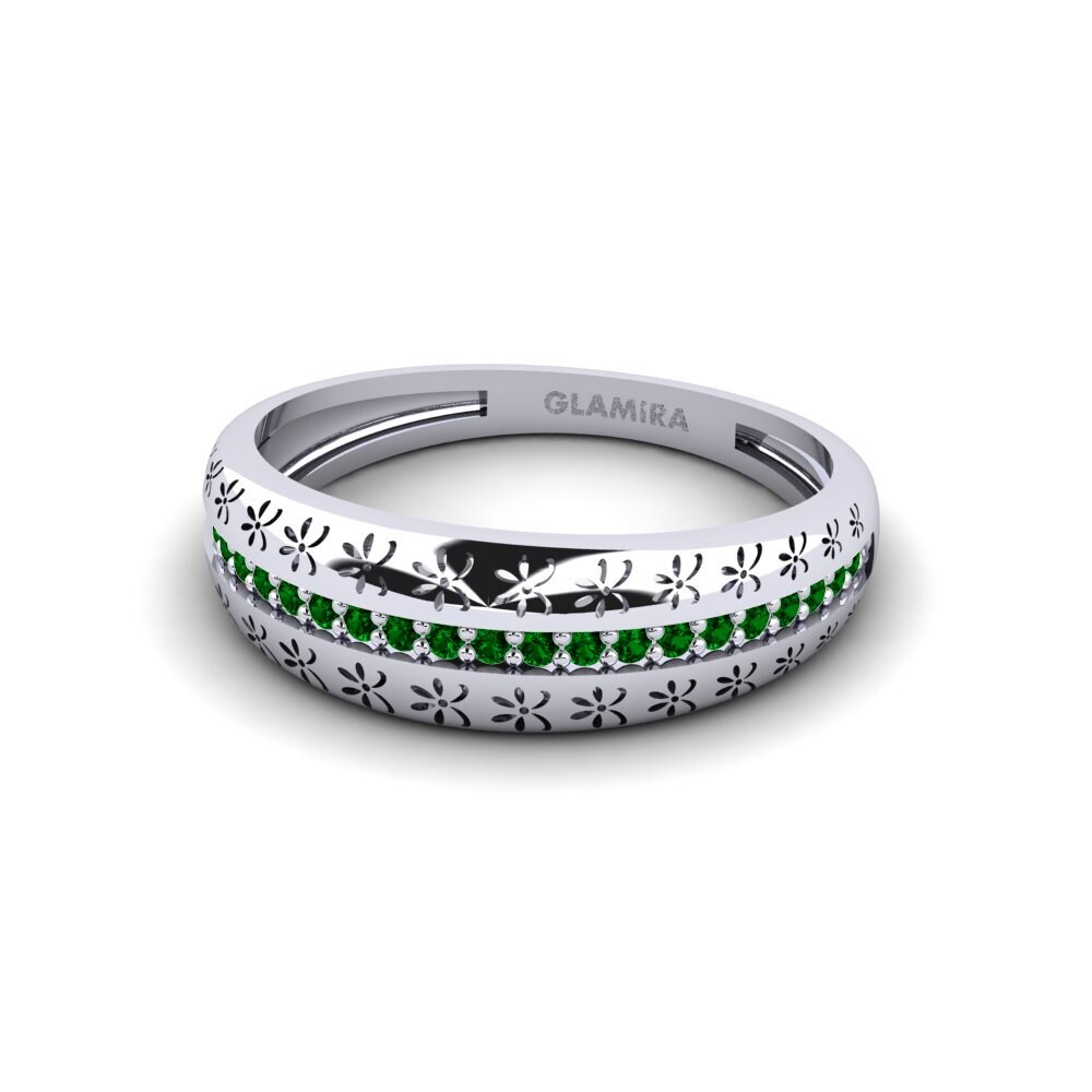 950 Palladium Green Zirconia Ring Tsakeke