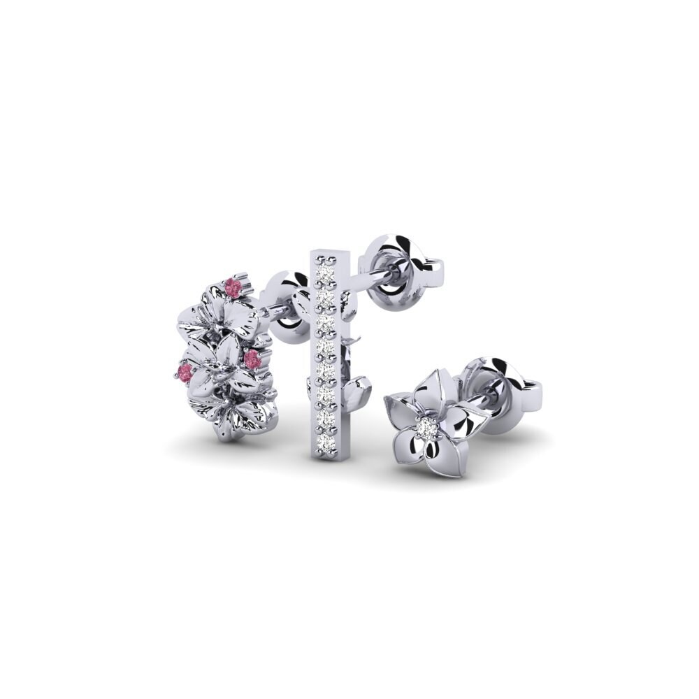 Oro Bianco 375 Granato Rodolite Orecchino da donna Camdera - SET