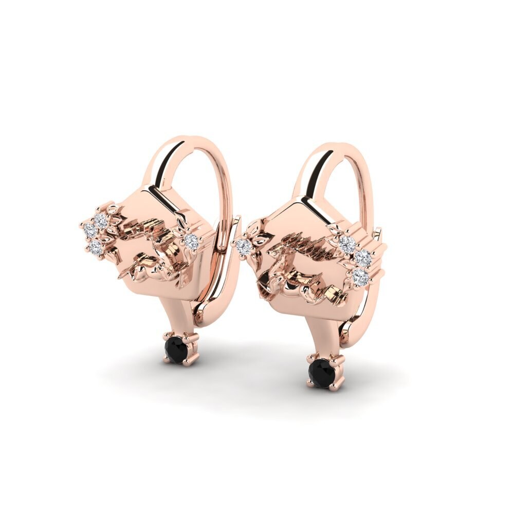 14ct Rose Gold Black Sapphire Women's Earring Chiaroscuro