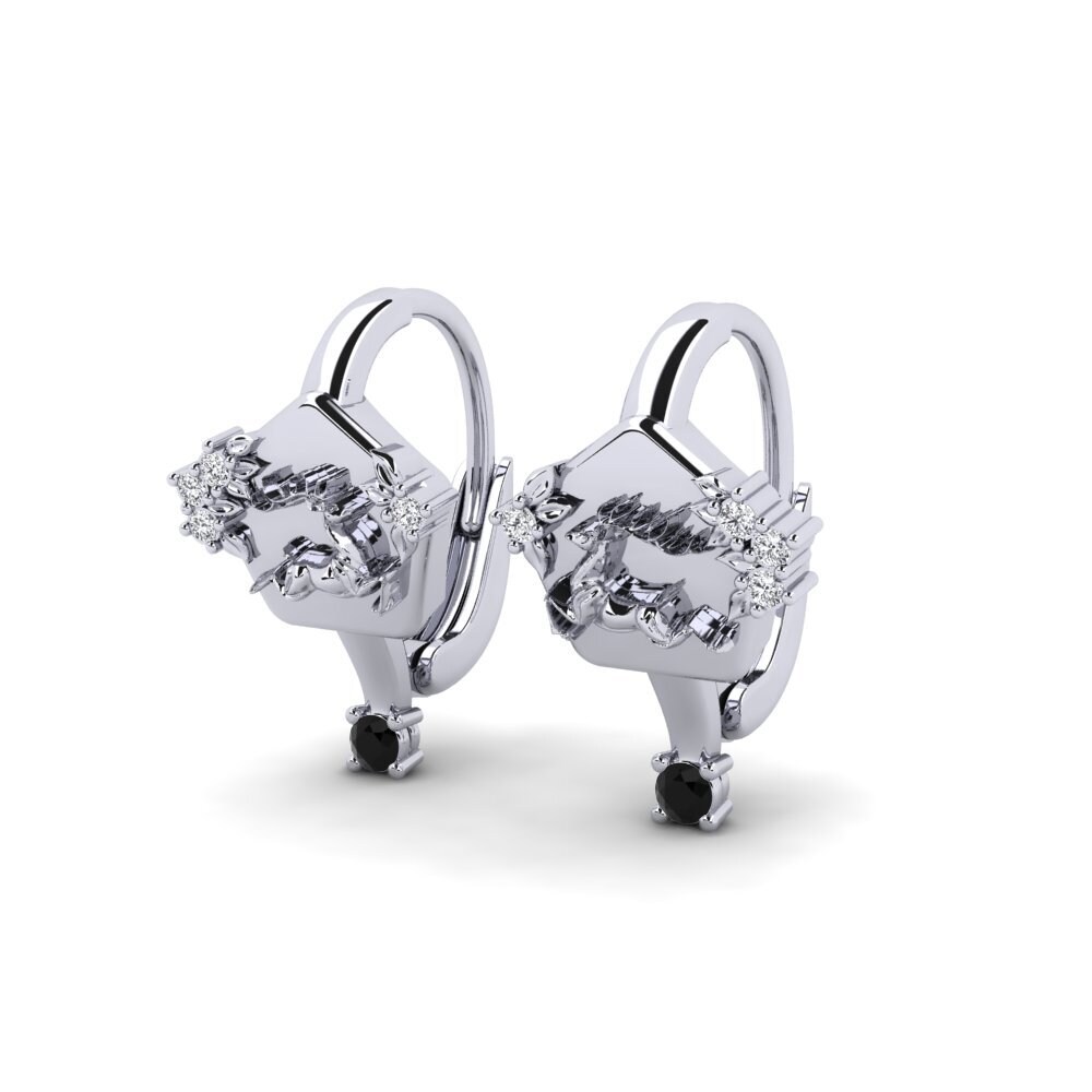 950 Platinum Black Sapphire Women's Earring Chiaroscuro