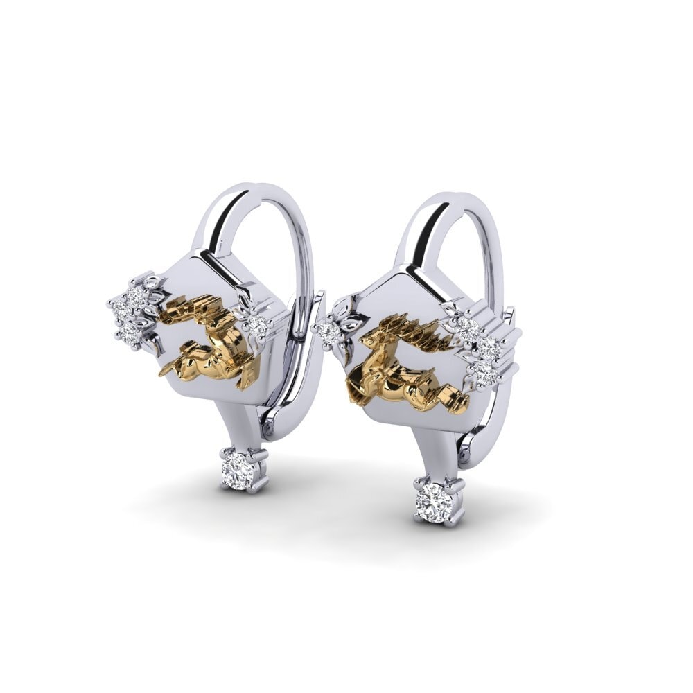 9k White & Yellow Gold Women's Earring Chiaroscuro