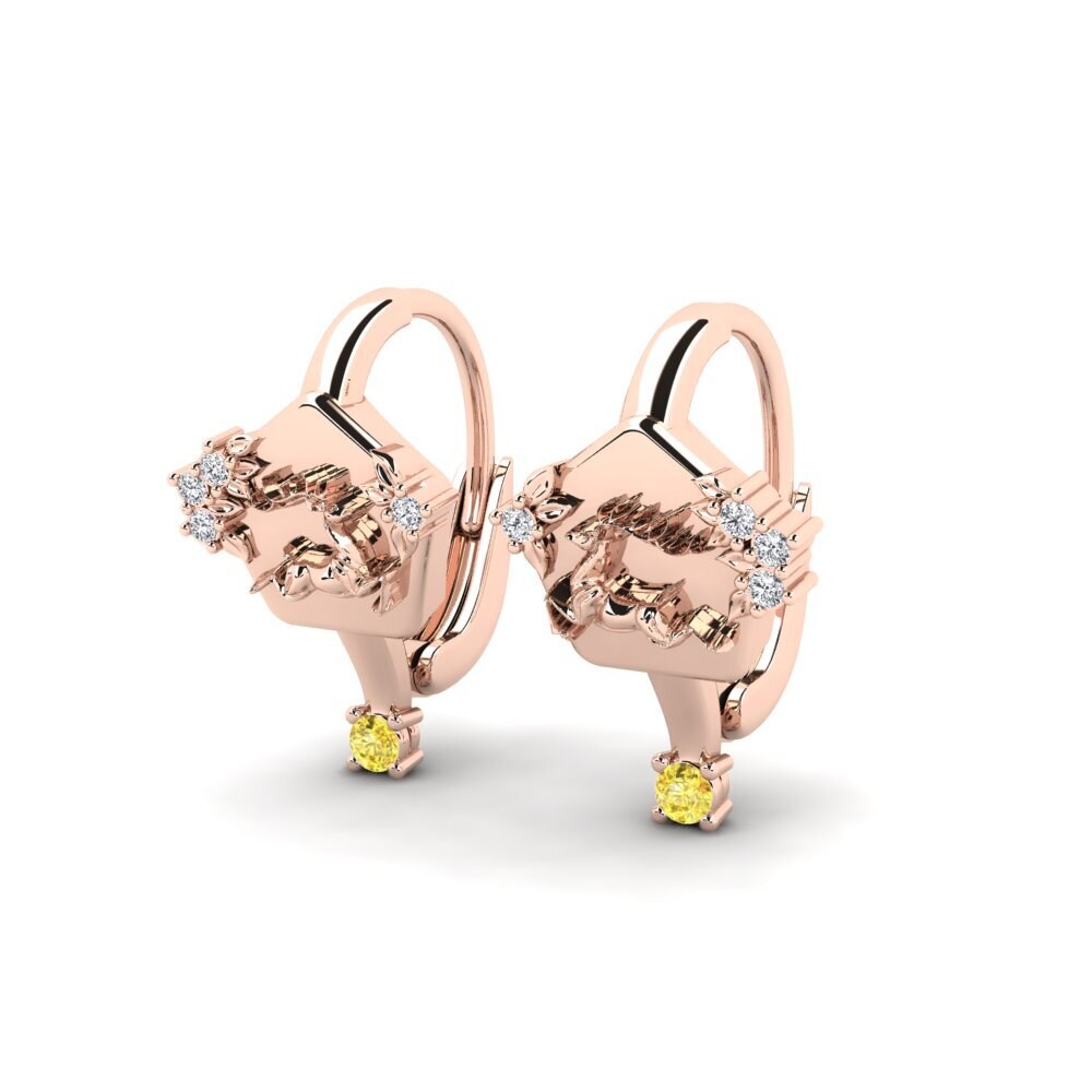 18k Oro Rosa Zafiro amarillo Pendiente de mujer Chiaroscuro