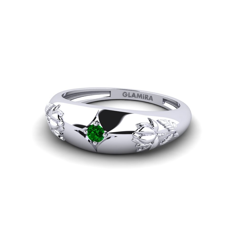 950 Palladium Green Zirconia Ring Djupverkan