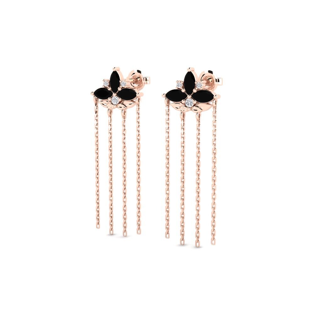 14ct Rose Gold Black Sapphire Women's Earring Egenartad