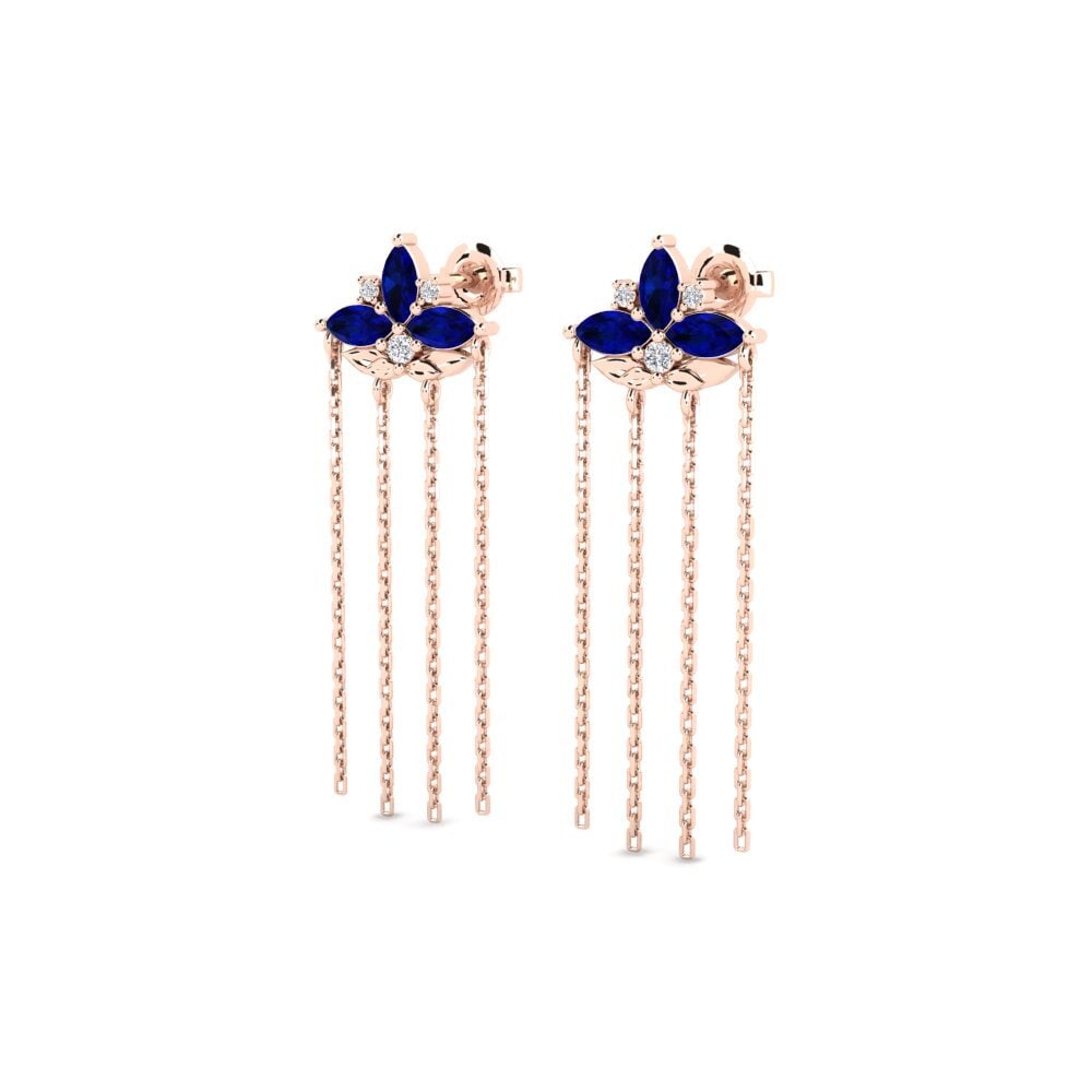 14ct Rose Gold Sapphire Women's Earring Egenartad