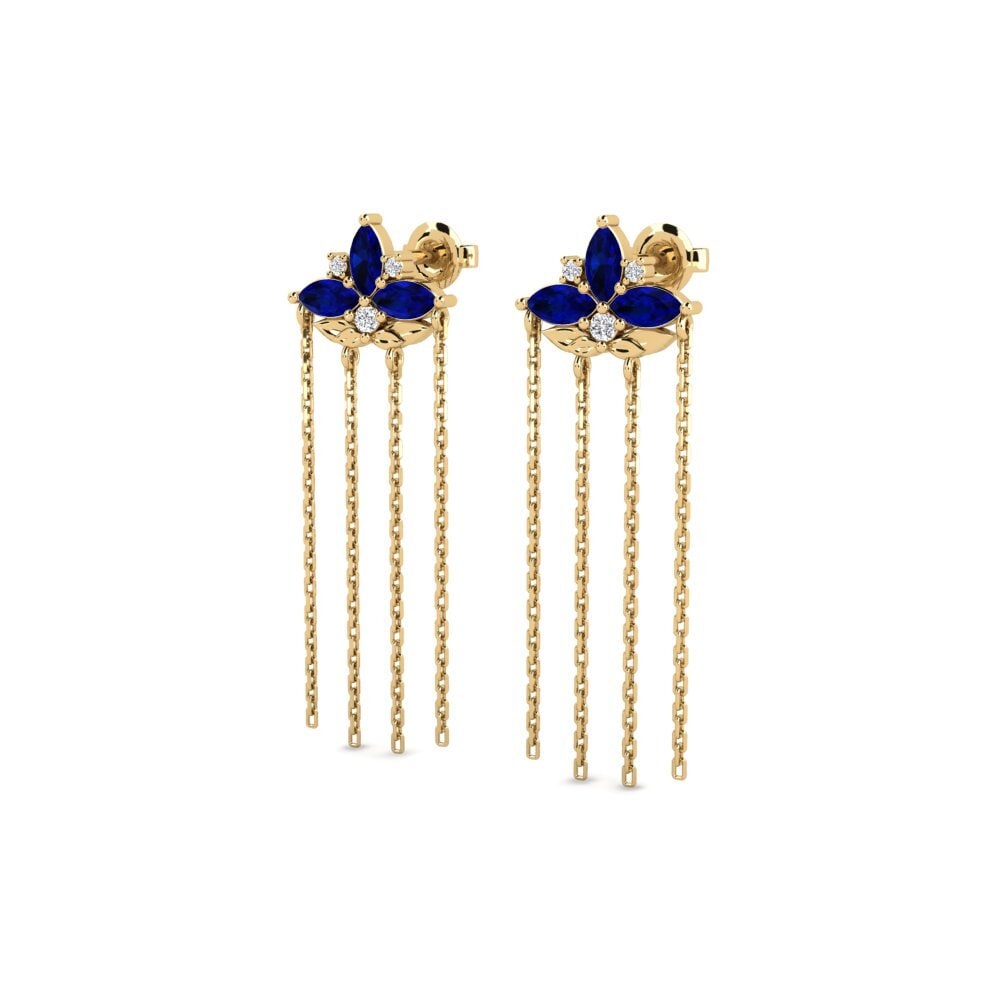 Gelbgold 585 Marquise Saphir Damen ohrring Egenartad