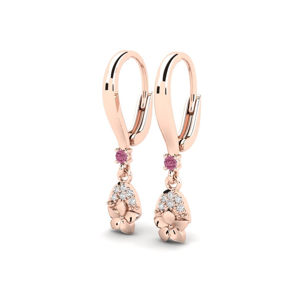14ct Rose Gold Rhodolite Garnet Women's Earring Eleventh