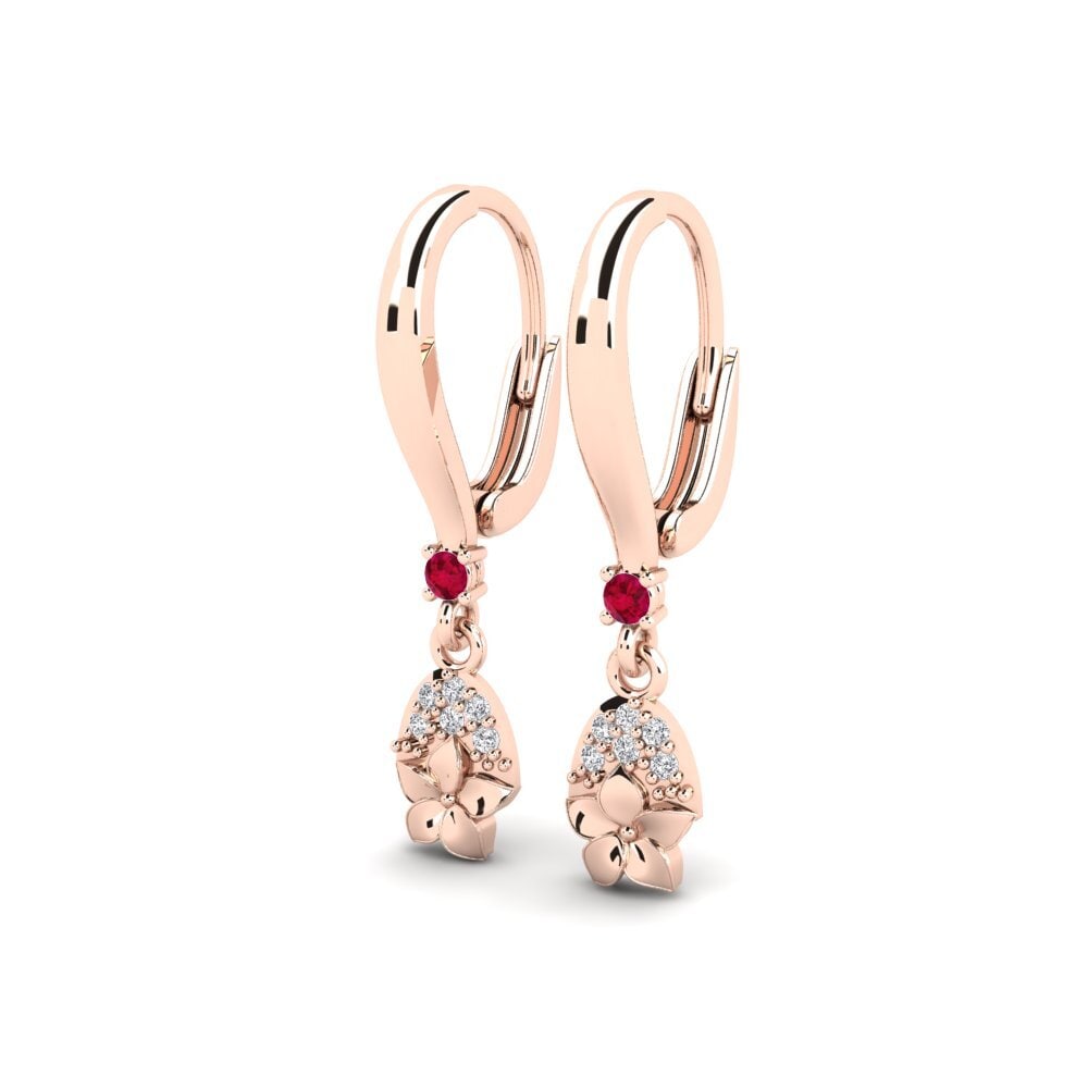 18k Oro Rosa Rubí Pendiente de mujer Eleventh