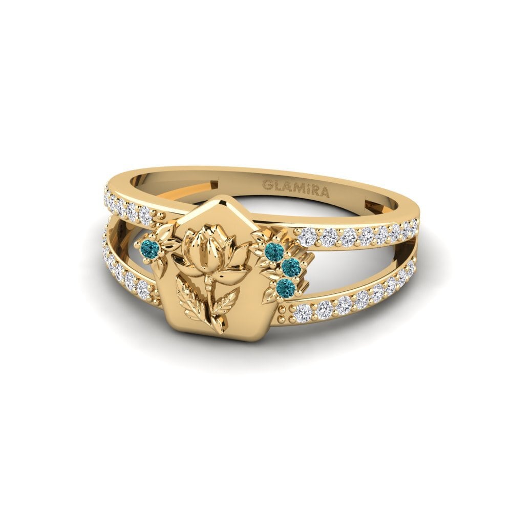 Diamante Azul Anillo Escavado