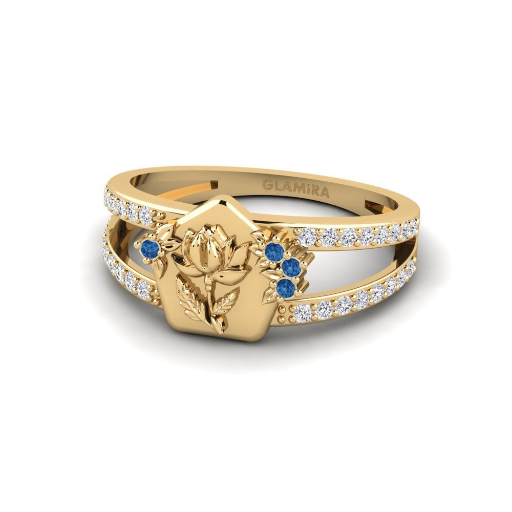 Dark Blue Zirconia Ring Escavado