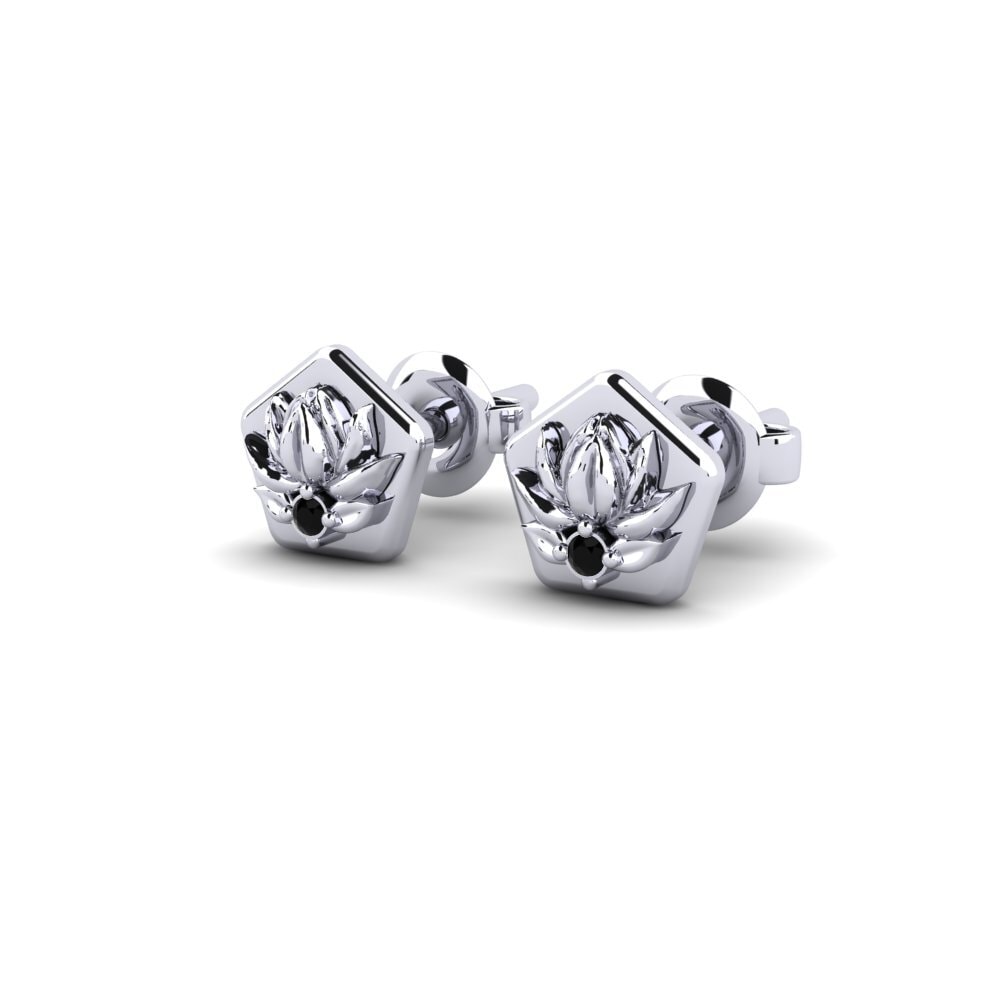 Oro Bianco 375 Onice Nero Orecchino da donna Floretum