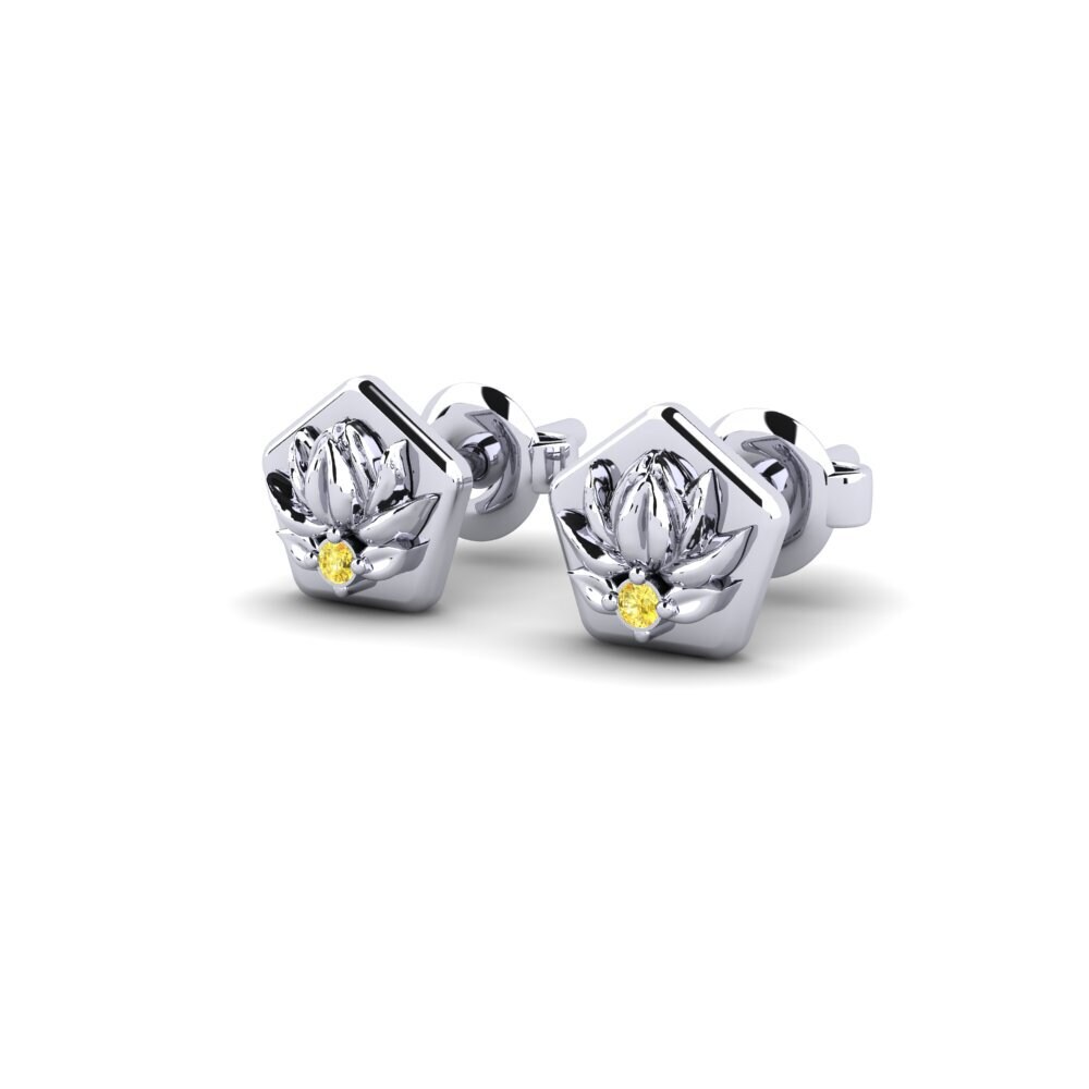 Paladio 950 Zafiro amarillo Pendiente de mujer Floretum