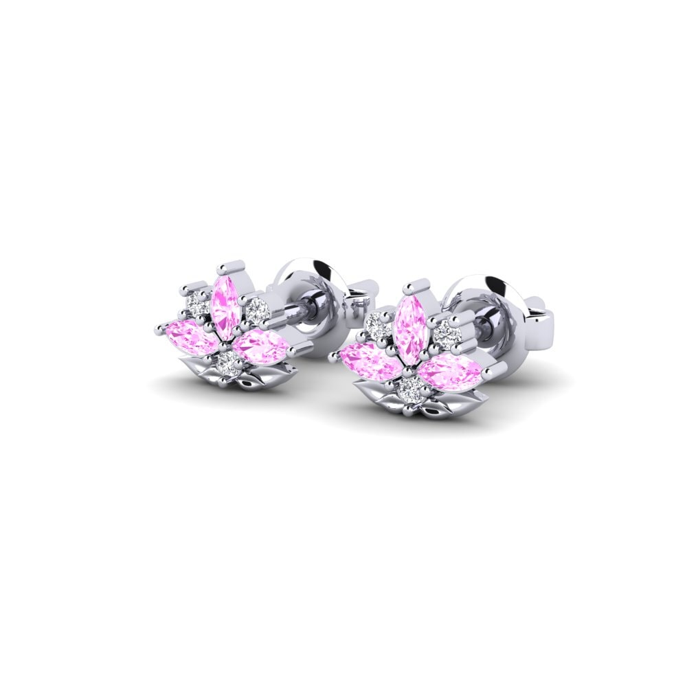 Palladium 950 Saphir Rose Boucle d'oreille femme Floritura