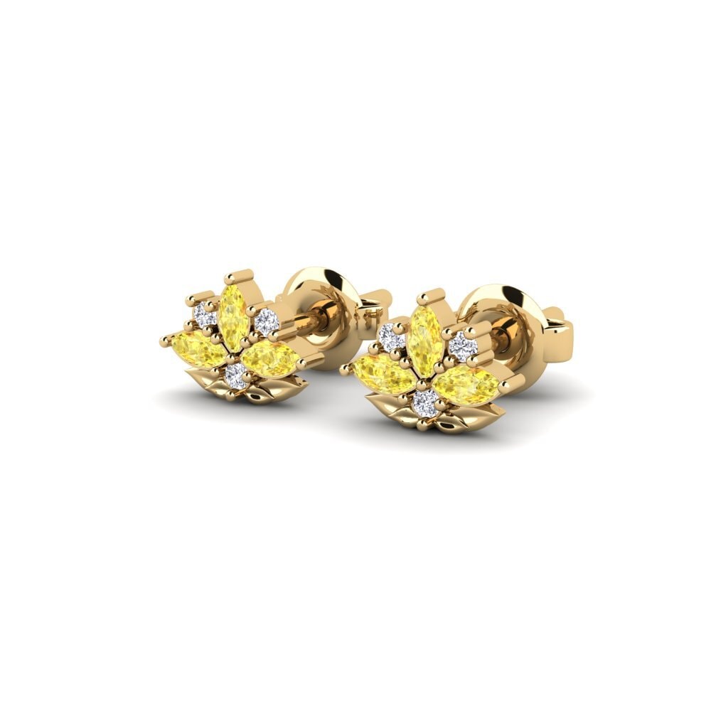 Đá Sapphire Vàng Bông tai nữ Floritura