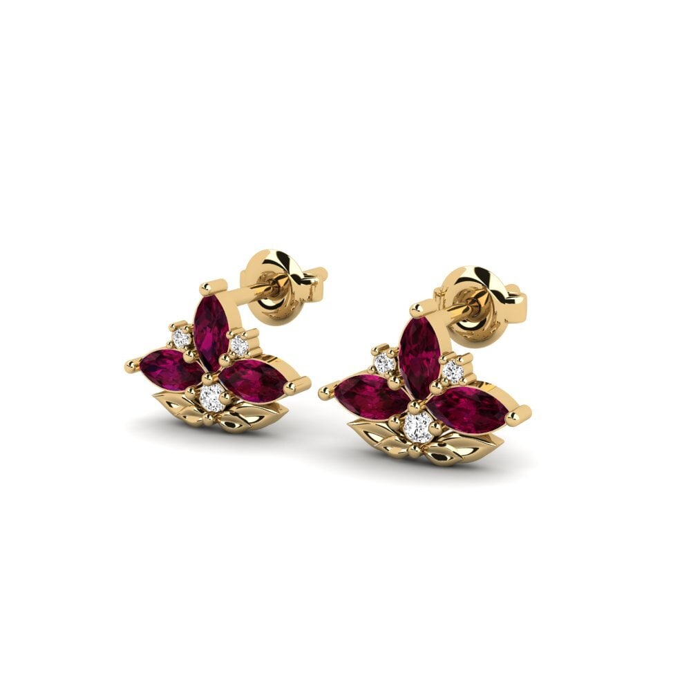 14k Oro Amarillo Granate Rhodolite Pendiente de mujer Forankrad - A
