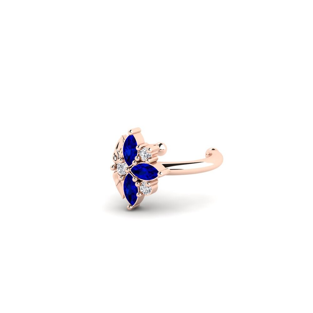 14ct Rose Gold Sapphire Women's Earring Forankrad - B