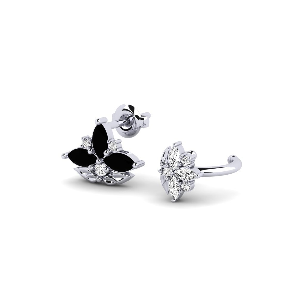 Oro Bianco 375 Onice Nero Orecchino da donna Forankrad - SET