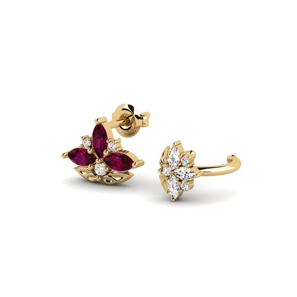 14k Oro Amarillo Granate Rhodolite Pendiente de mujer Forankrad - SET
