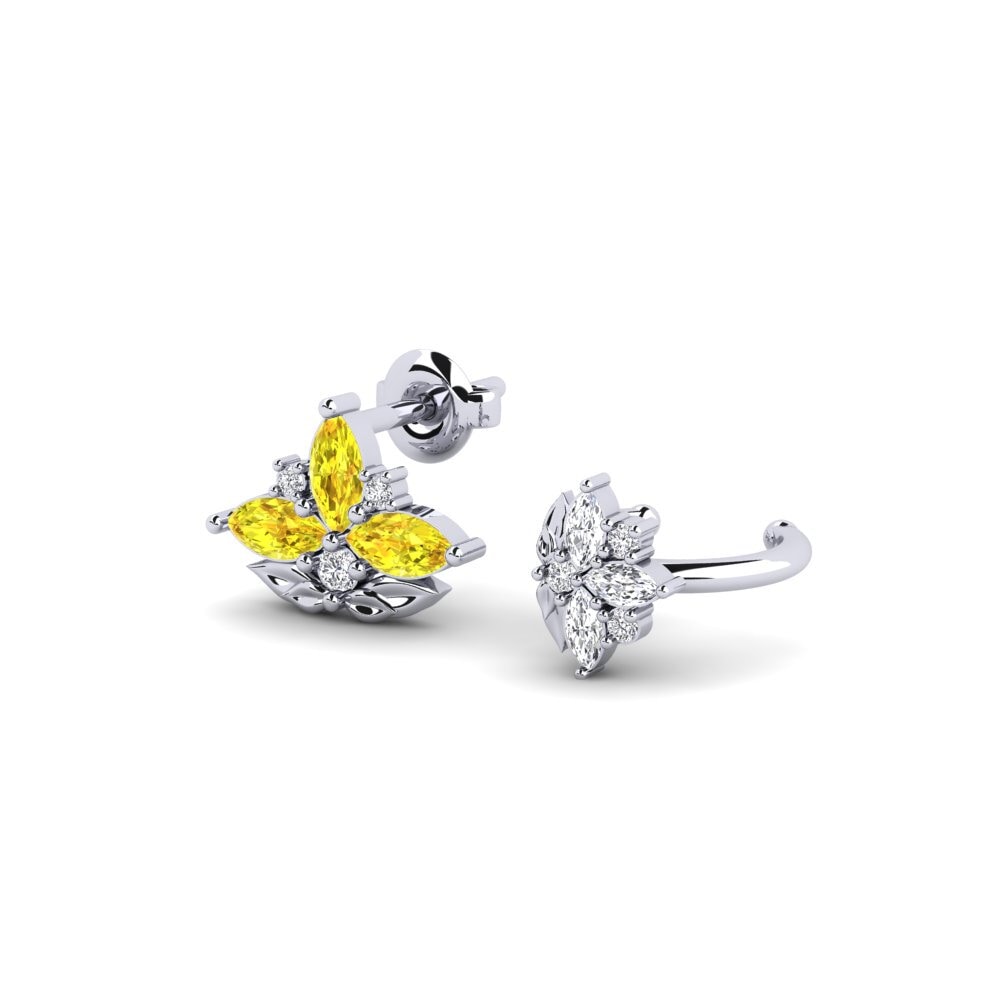 Paladio 950 Zafiro amarillo Pendiente de mujer Forankrad - SET