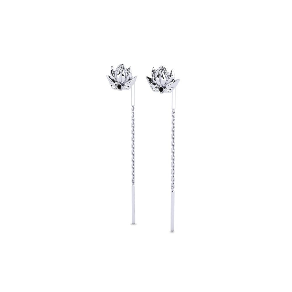 950 Platinum Black Sapphire Women's Earring Hamingja