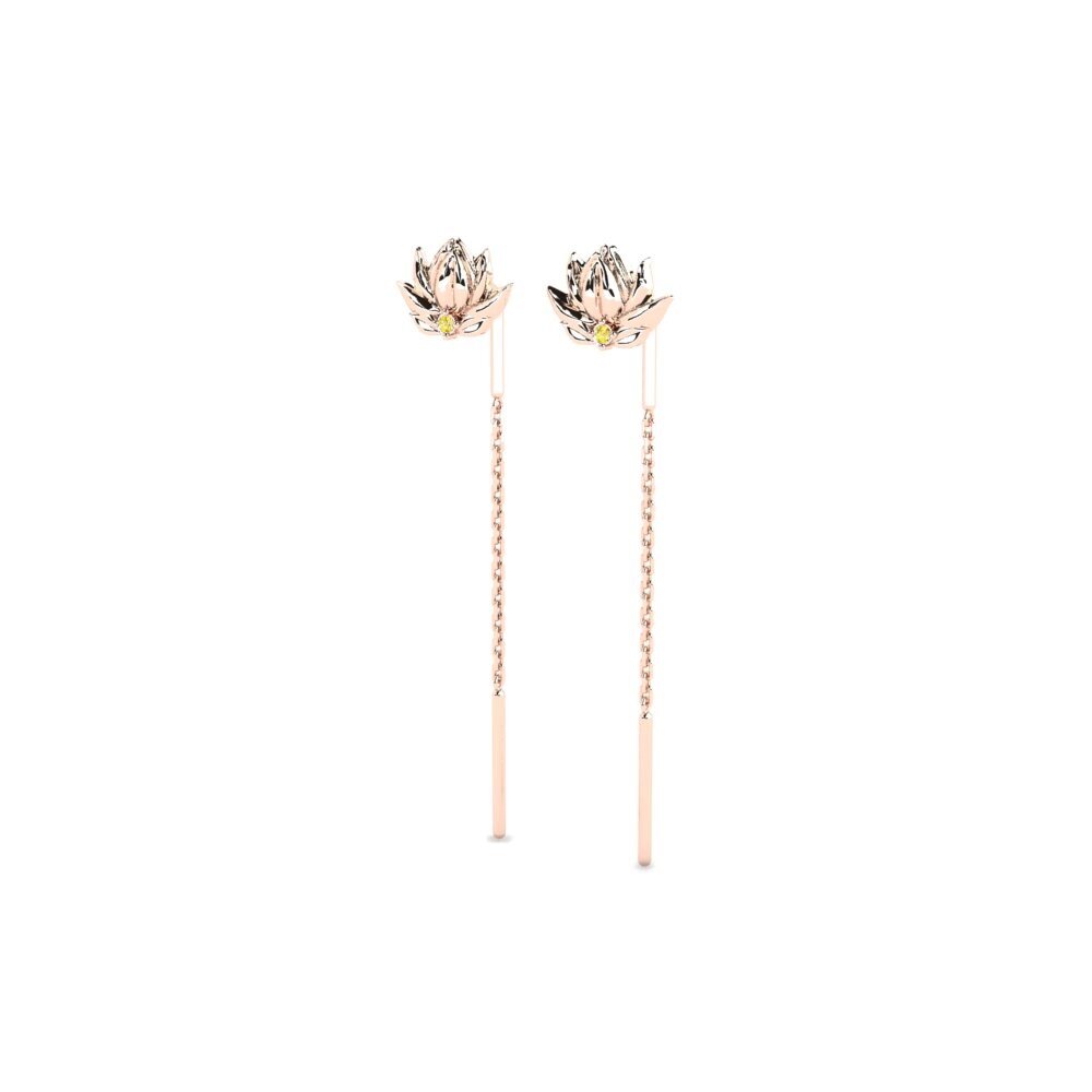 18k Oro Rosa Zafiro amarillo Pendiente de mujer Hamingja