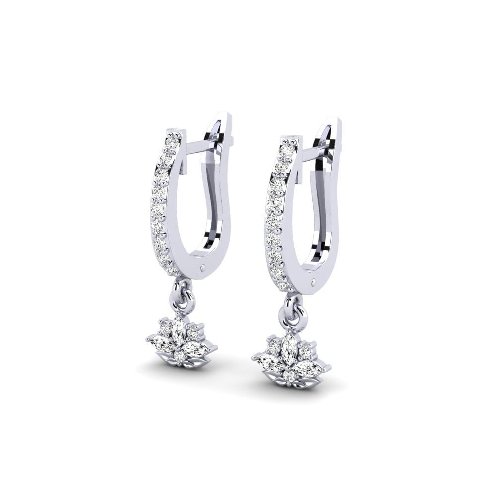 Oro Bianco 375 Moissanite Orecchino da donna Herbaria