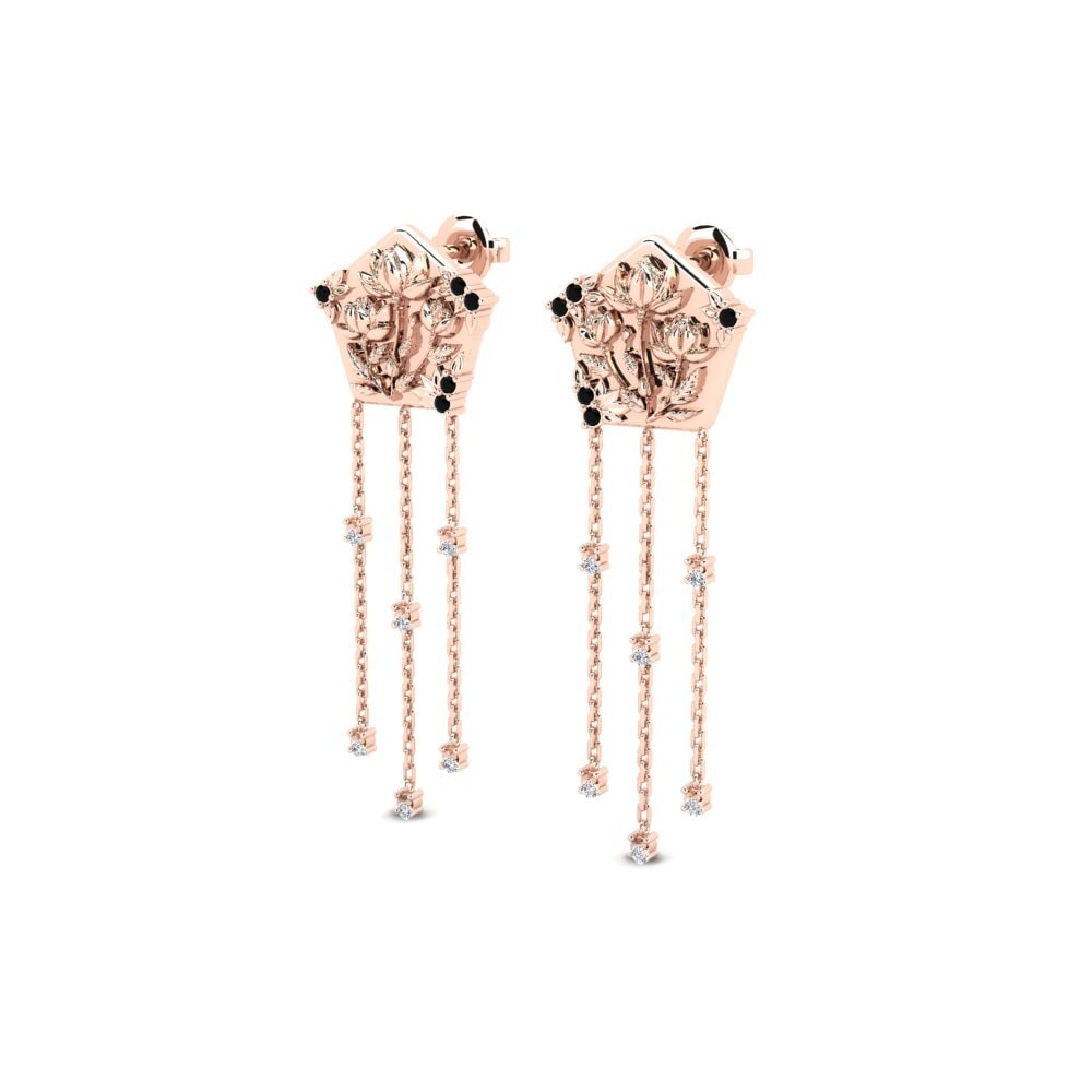 14ct Rose Gold Black Sapphire Women's Earring Inmarcesible