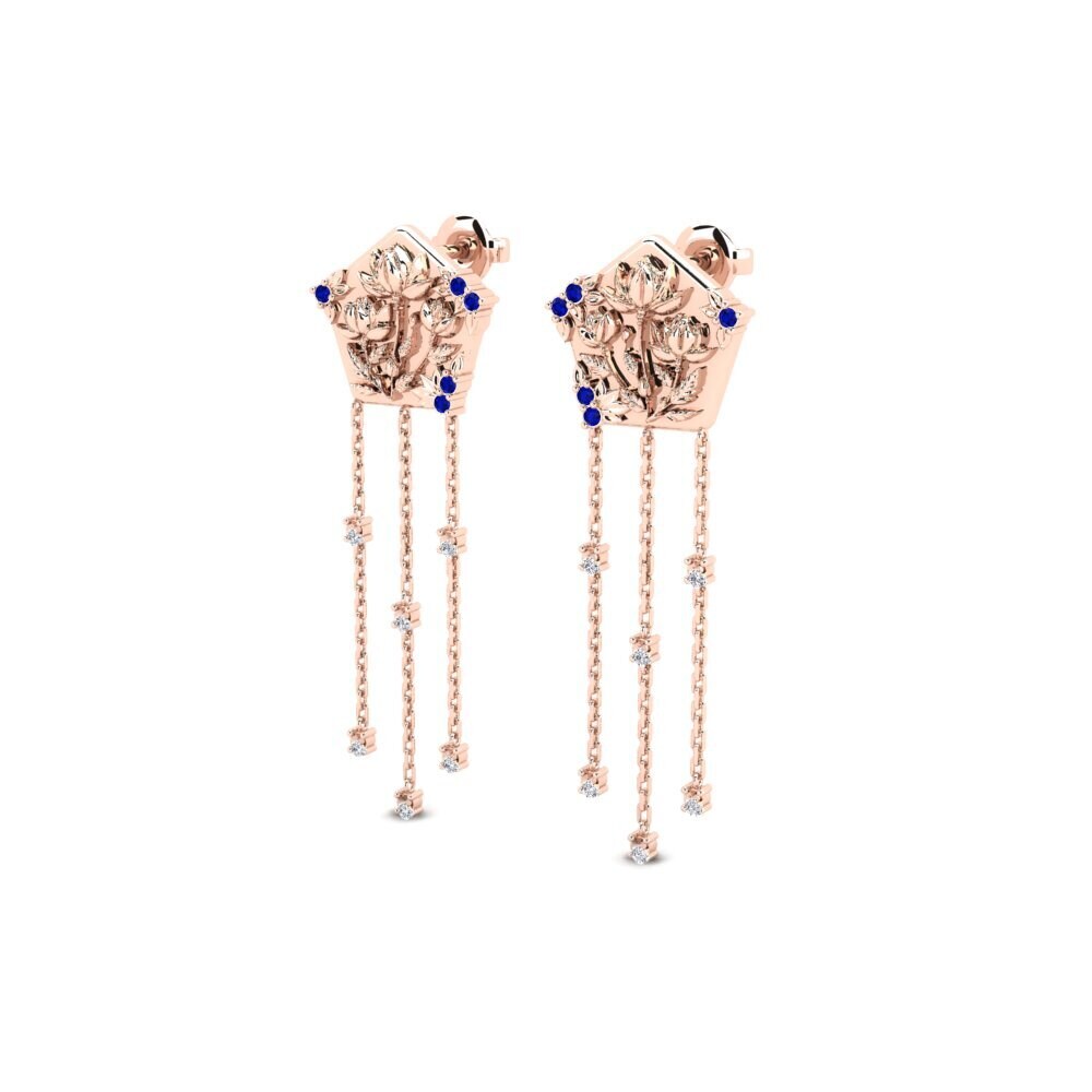 14ct Rose Gold Sapphire Women's Earring Inmarcesible