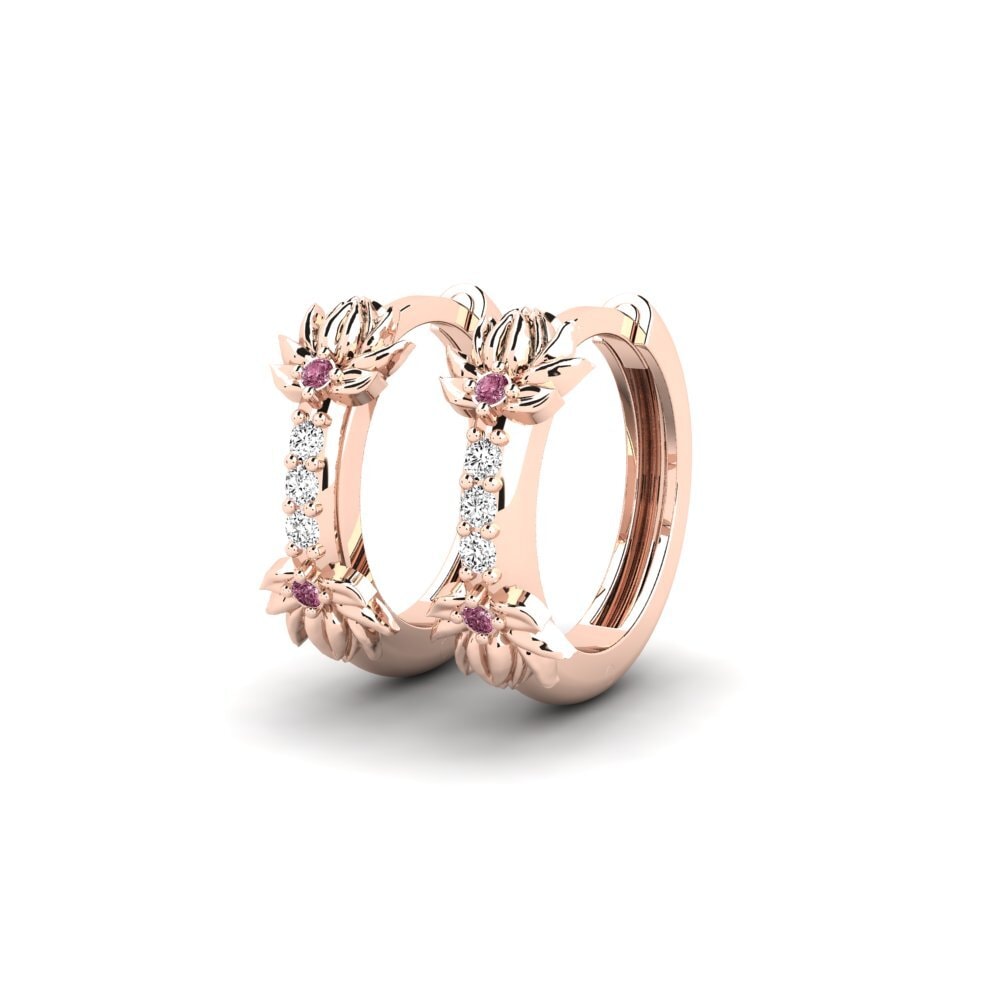 14ct Rose Gold Rhodolite Garnet Women's Earring Manuscriptum