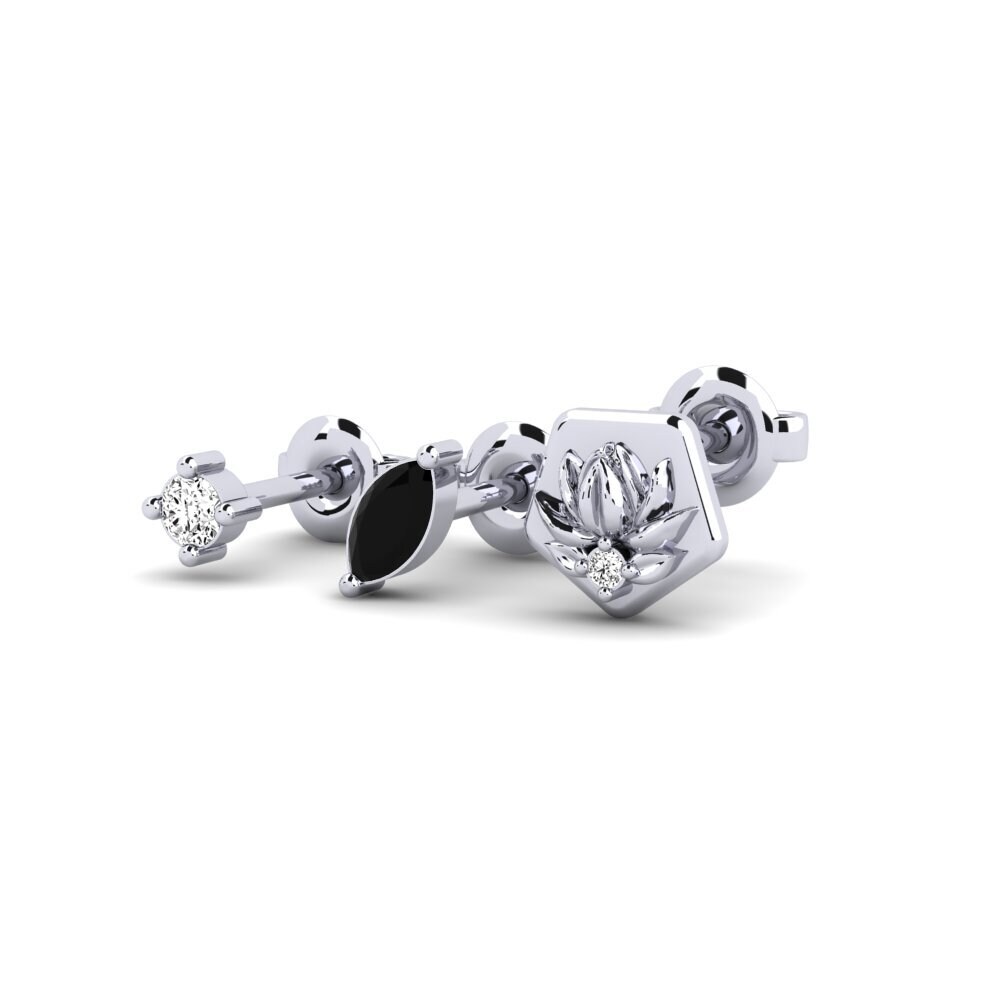 Oro Bianco 375 Onice Nero Orecchino da donna Oansenlig - SET