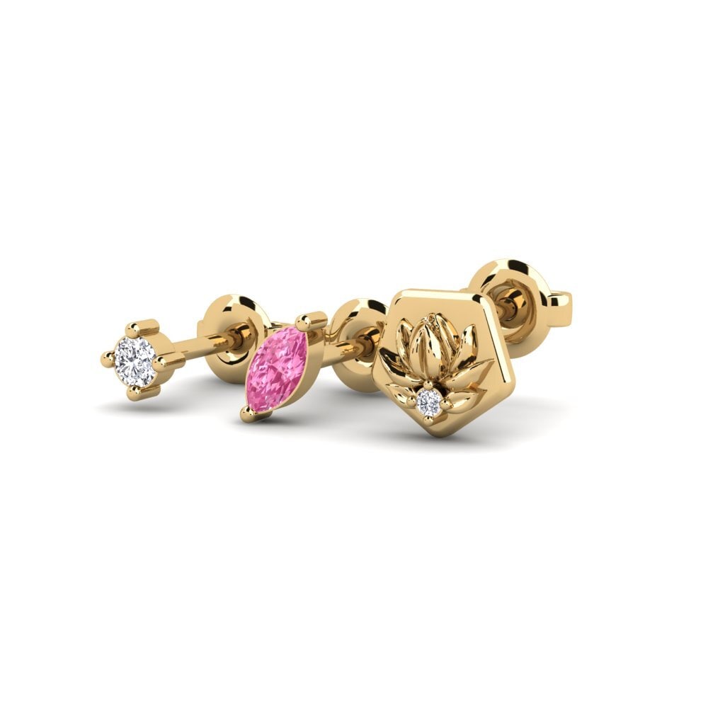 Safira Rosa Brincos Feminino Oansenlig - SET