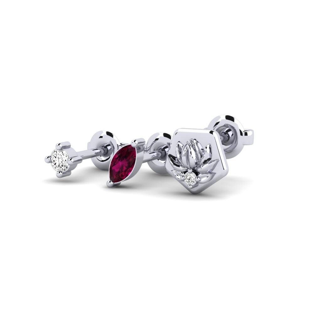 Oro Bianco 375 Granato Rodolite Orecchino da donna Oansenlig - SET