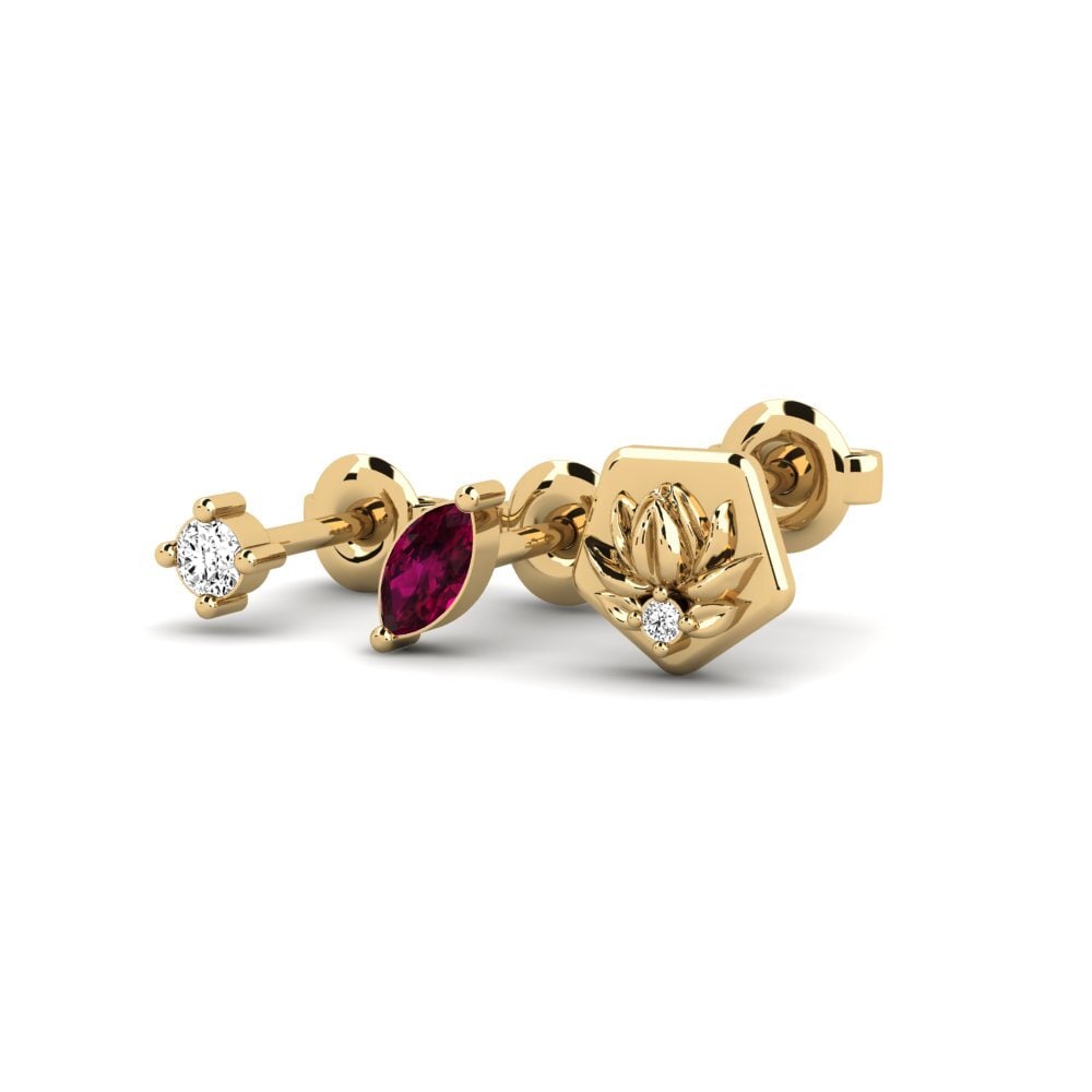 14k Oro Amarillo Granate Rhodolite Pendiente de mujer Oansenlig - SET