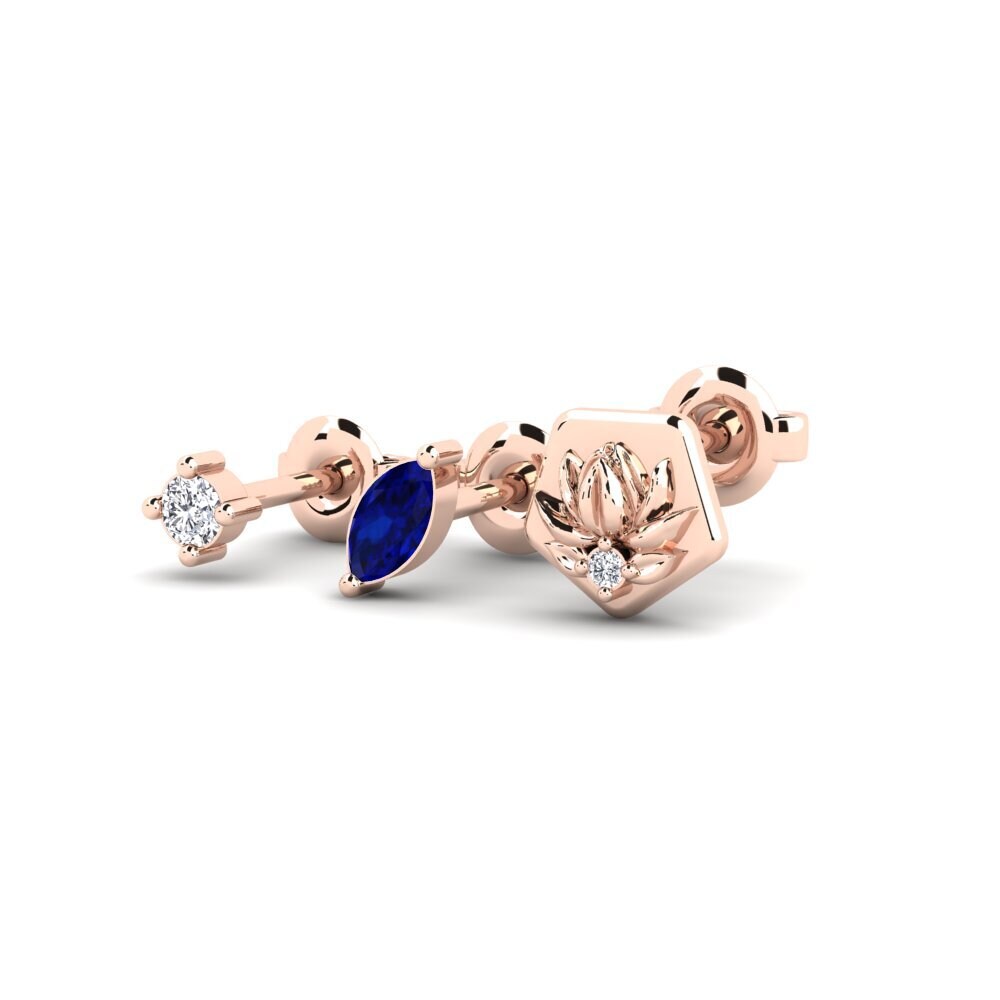 14ct Rose Gold Sapphire Women's Earring Oansenlig - SET