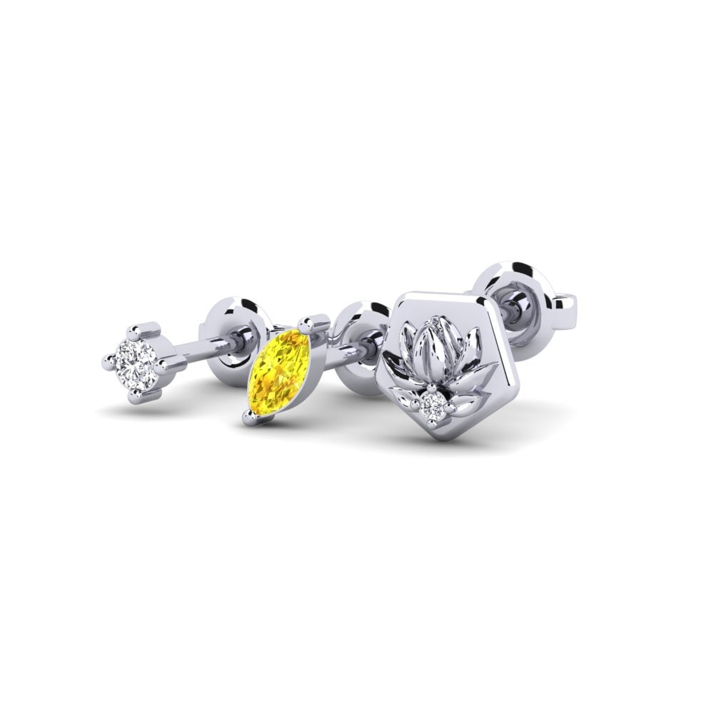 Paladio 950 Zafiro amarillo Pendiente de mujer Oansenlig - SET