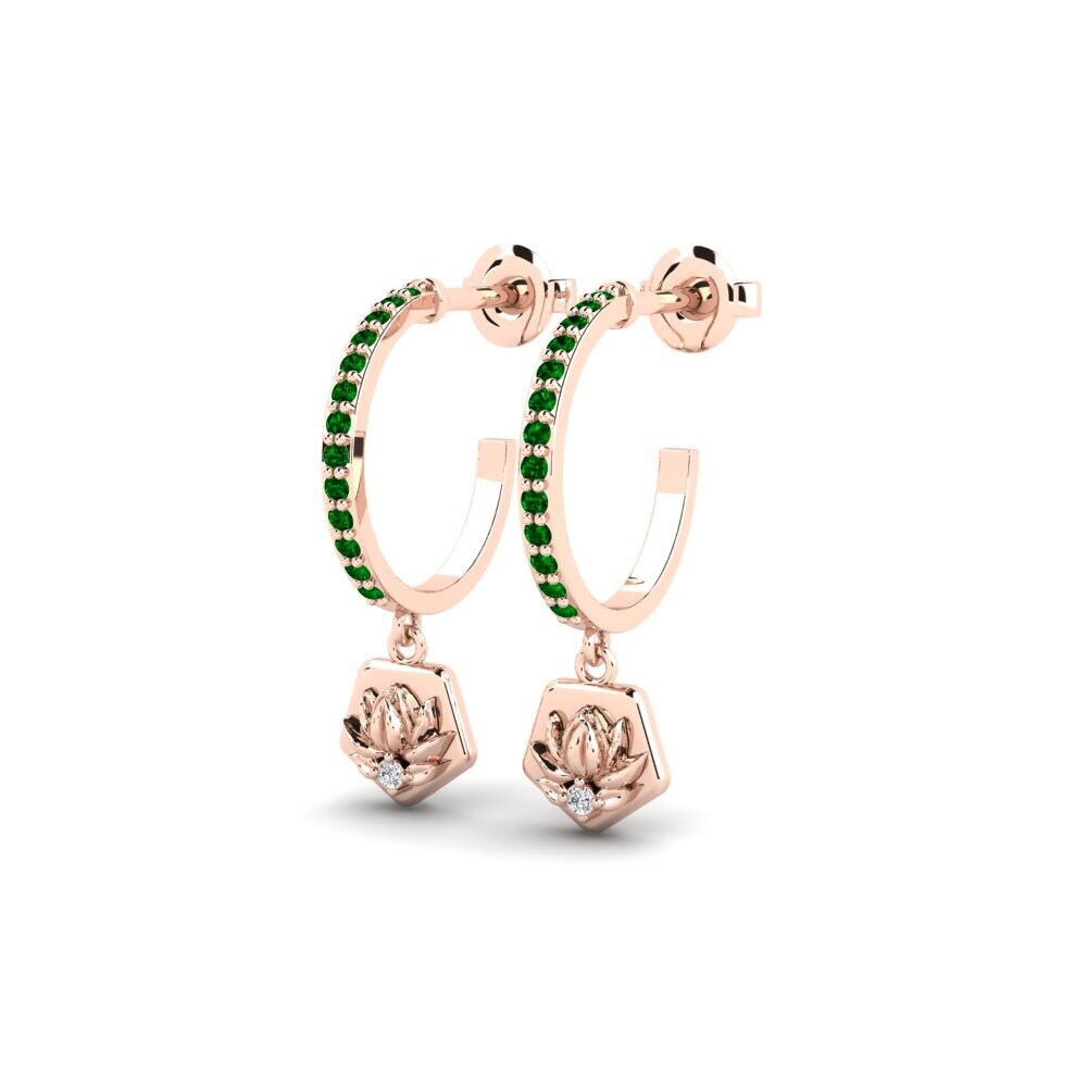 18k Oro Rosa Circonita Verde Pendiente de mujer Obscura