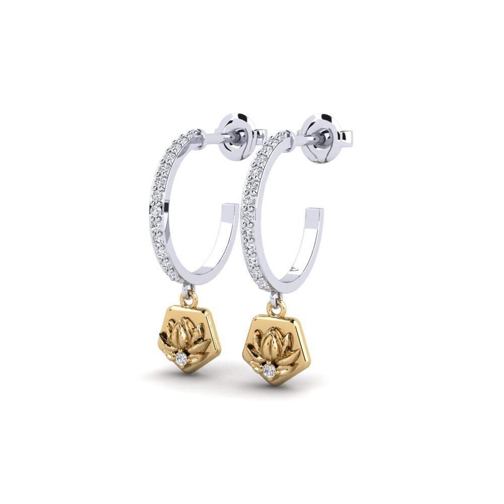 9k White & Yellow Gold Women's Earring Obscura