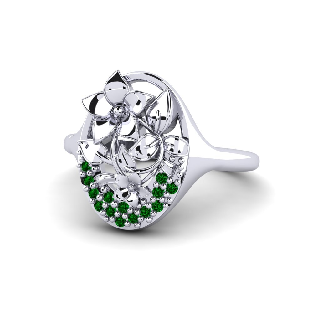 950 Palladium Green Zirconia Ring Oleaceae