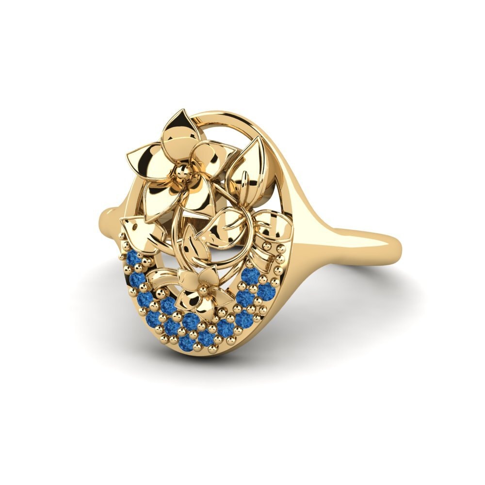 Dark Blue Zirconia Ring Oleaceae