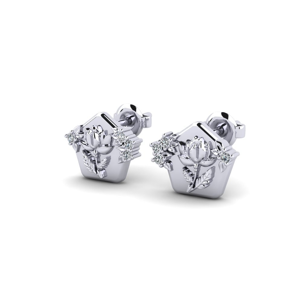 Oro Bianco 375 Zircone Orecchino da donna Petalum