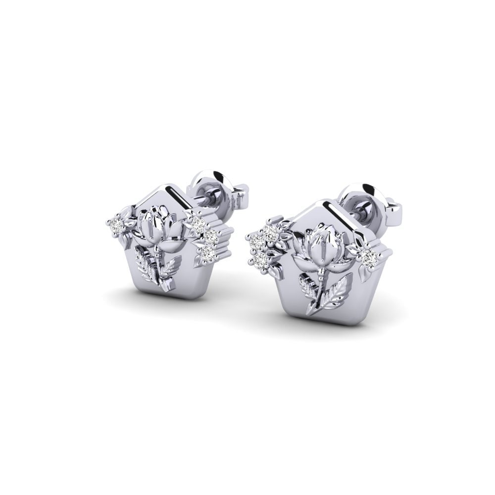 Oro Bianco 375 Moissanite Orecchino da donna Petalum