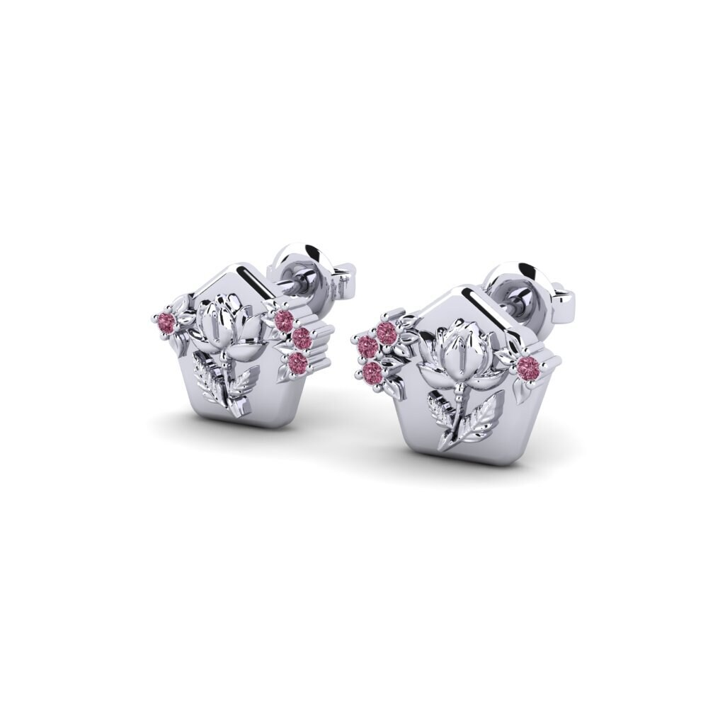 Oro Bianco 375 Granato Rodolite Orecchino da donna Petalum
