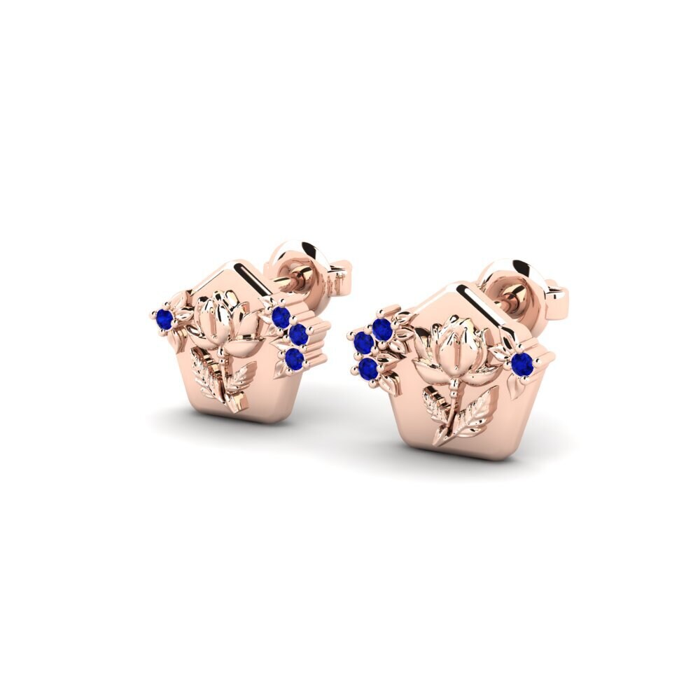 14ct Rose Gold Sapphire Women's Earring Petalum
