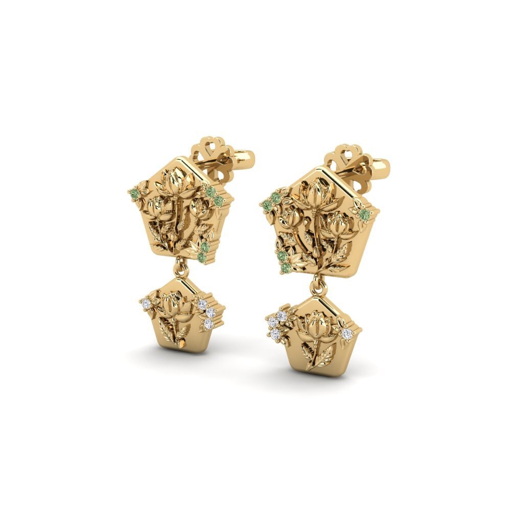 Diamante Verde Brincos Feminino Quimera