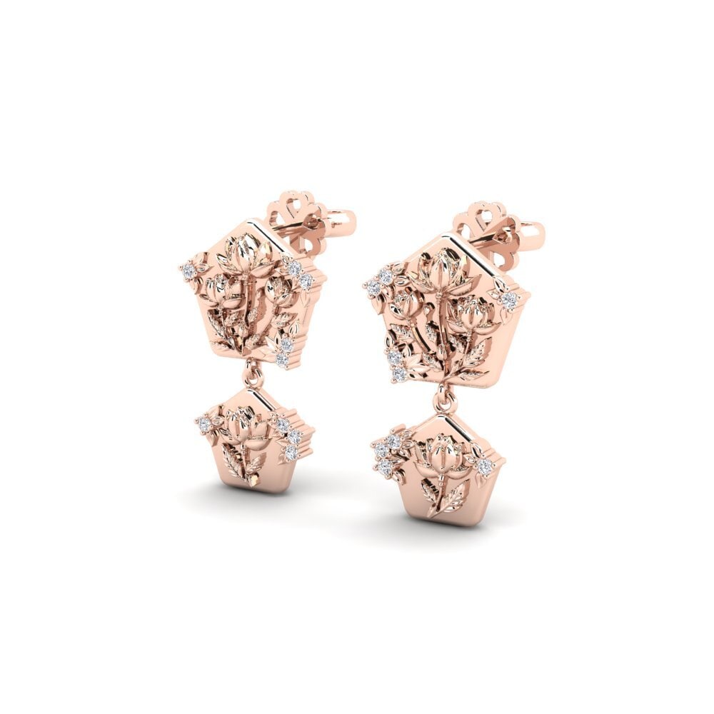 14ct Rose Gold Round Lab Grown Diamond Women's Earring Quimera
