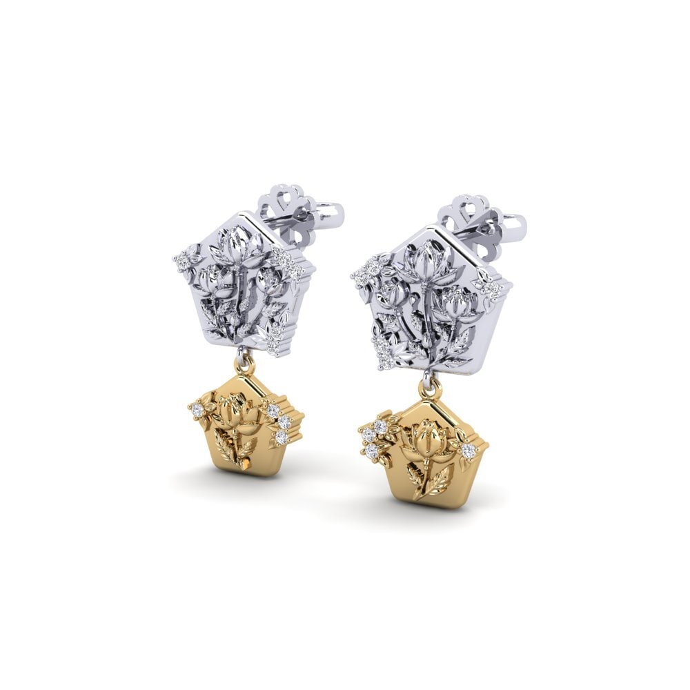 9k White & Yellow Gold Women's Earring Quimera