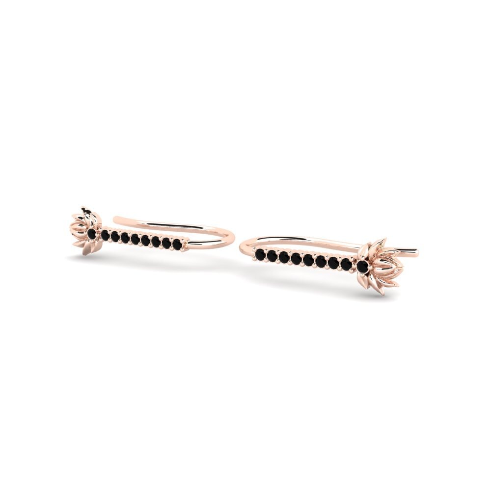 14ct Rose Gold Black Sapphire Women's Earring Skum